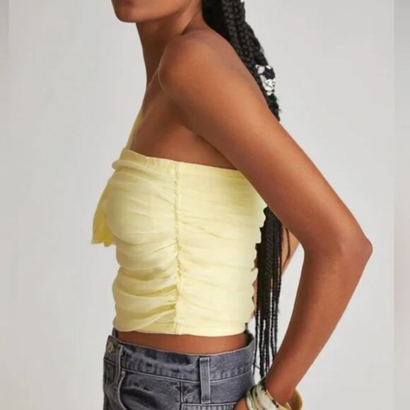 Anthropologie Maeve Tulle Yellow Bow Top - Large - New - Picture 3 of 6